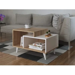 Журнальный стол Ev Plus ev_12116090, ЛДСП, белый, коричневый, 100x50x50 см Журнальный стол Ev Plus ev_12116090, ЛДСП, белый, коричневый, 100x50x50 см