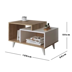 Журнальный стол Ev Plus ev_12116090, ЛДСП, белый, коричневый, 100x50x50 см Журнальный стол Ev Plus ev_12116090, ЛДСП, белый, коричневый, 100x50x50 см