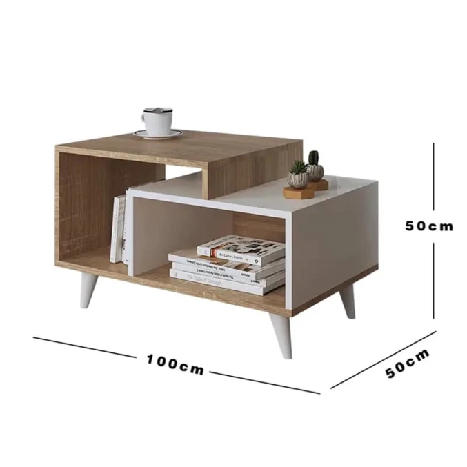 Журнальный стол Ev Plus ev_12116090, ЛДСП, белый, коричневый, 100x50x50 см Журнальный стол Ev Plus ev_12116090, ЛДСП, белый, коричневый, 100x50x50 см