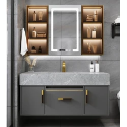 Комплект мебели для ванной Kral 2869, ПВХ, серый, 90х50/70x14 см, 3 предмета Комплект мебели для ванной Kral 2869, ПВХ, серый, 90х50/70x14 см, 3 предмета