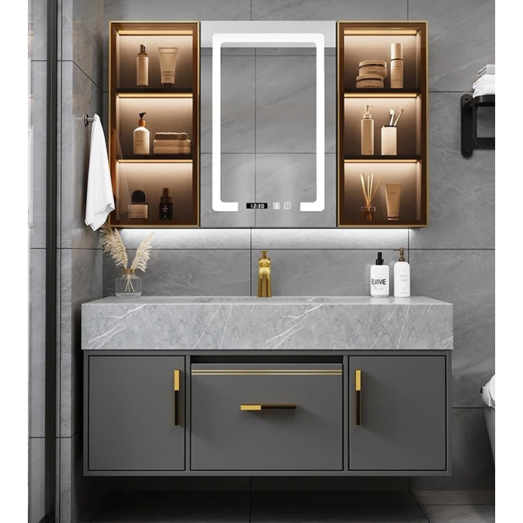 Комплект мебели для ванной Kral 2869, ПВХ, серый, 90х50/70x14 см, 3 предмета Комплект мебели для ванной Kral 2869, ПВХ, серый, 90х50/70x14 см, 3 предмета