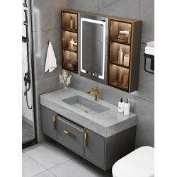 Комплект мебели для ванной Kral 2869, ПВХ, серый, 90х50/70x14 см, 3 предмета Комплект мебели для ванной Kral 2869, ПВХ, серый, 90х50/70x14 см, 3 предмета