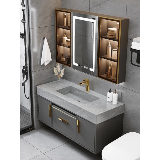 Комплект мебели для ванной Kral 2869, ПВХ, серый, 90х50/70x14 см, 3 предмета Комплект мебели для ванной Kral 2869, ПВХ, серый, 90х50/70x14 см, 3 предмета