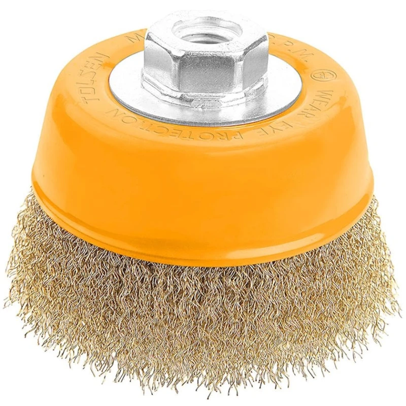 Щетка Tolsen 77503, основа латунь/проволока, 100 мм, желтая