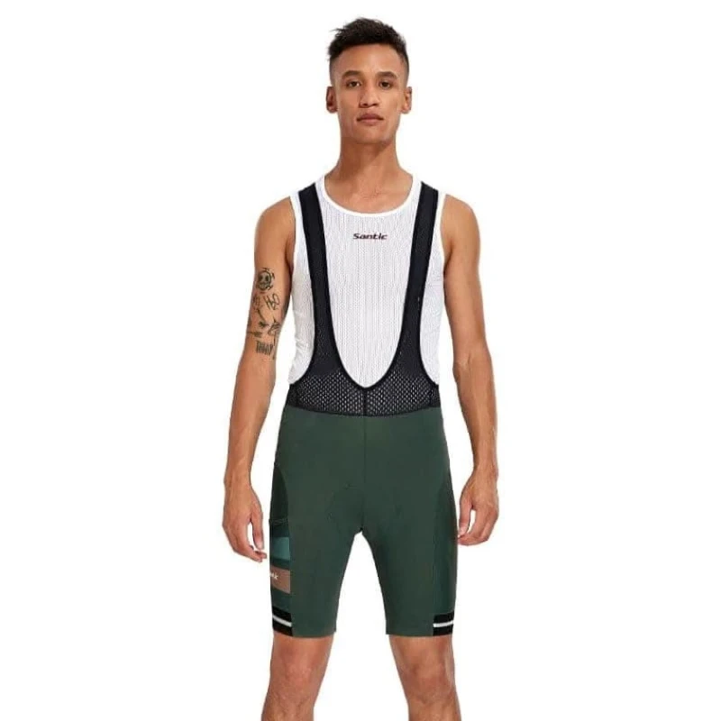 Велошорты Santic WM0C05119V, зеленые/черные, нейлон/спандекс, размер M