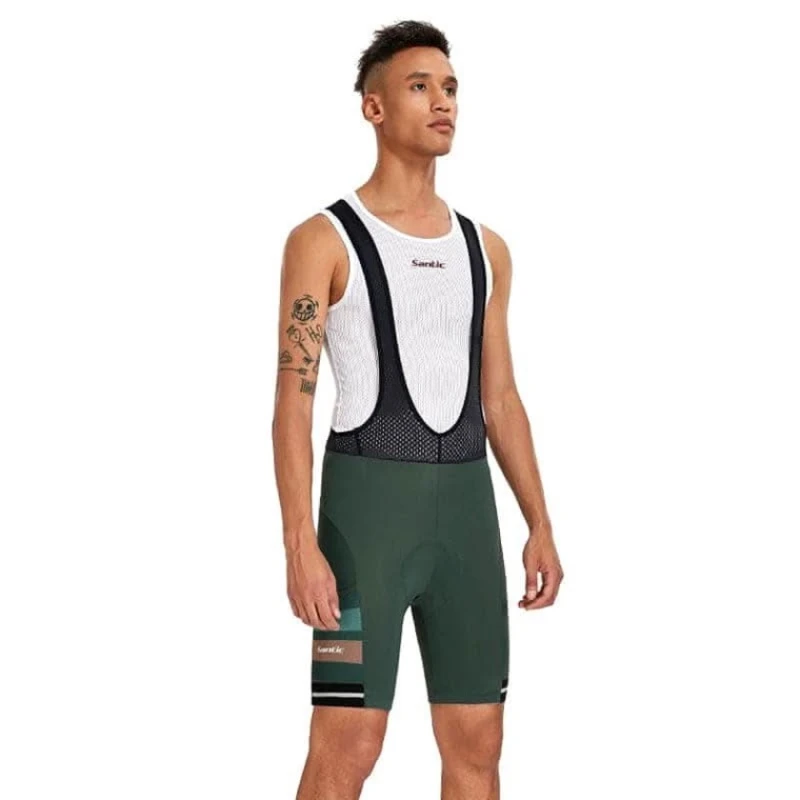 Велошорты Santic WM0C05119V, зеленые/черные, нейлон/спандекс, размер M