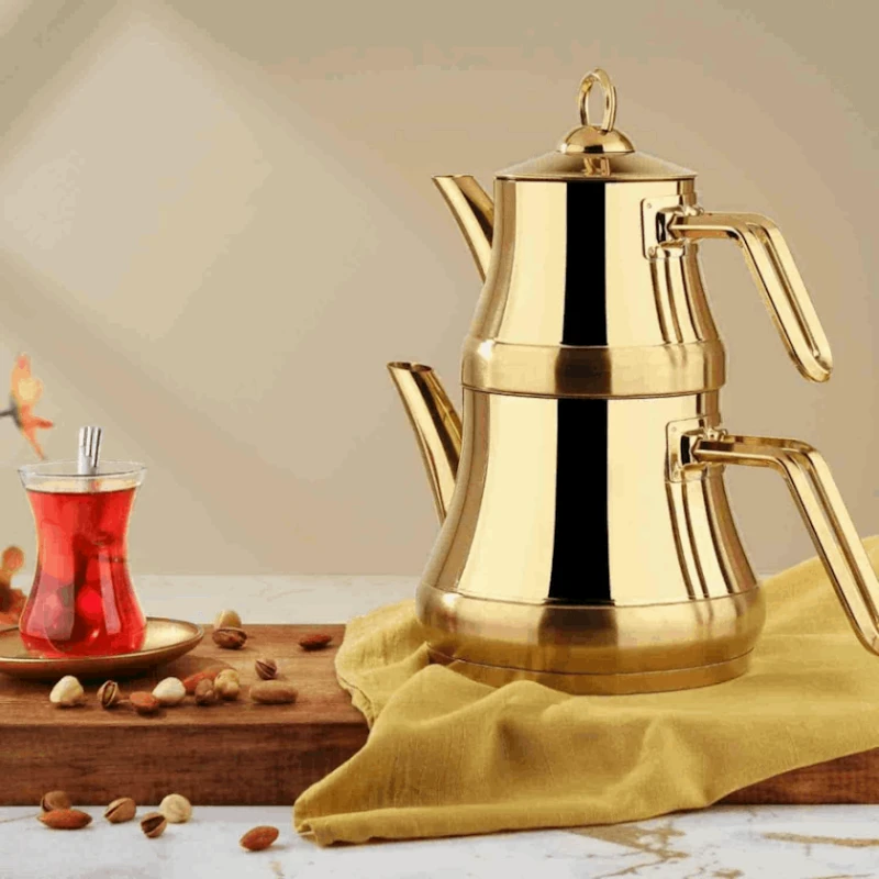 Набор чайников Lines Celik Naz 4904, нержавеющая сталь, золотистый