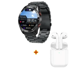 Умные часы HW20 Black Steel + Беспроводные наушники Hoco EW74 White В подарок