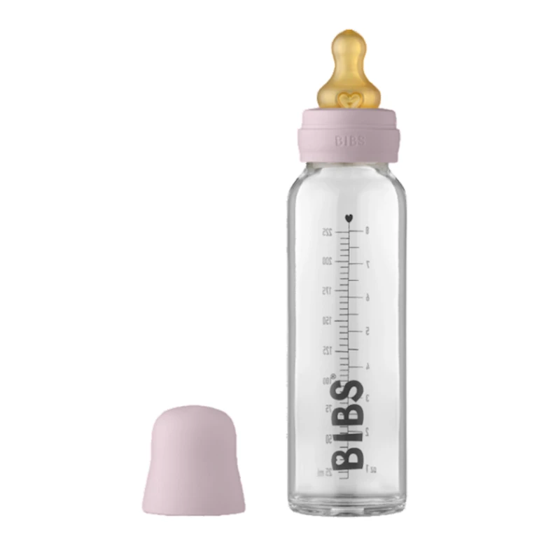 Бутылочка для кормления BIBS Baby Bottle Complete Set 0+ месяцев, 225 мл, стекло/латекс, светло-фиолетовая