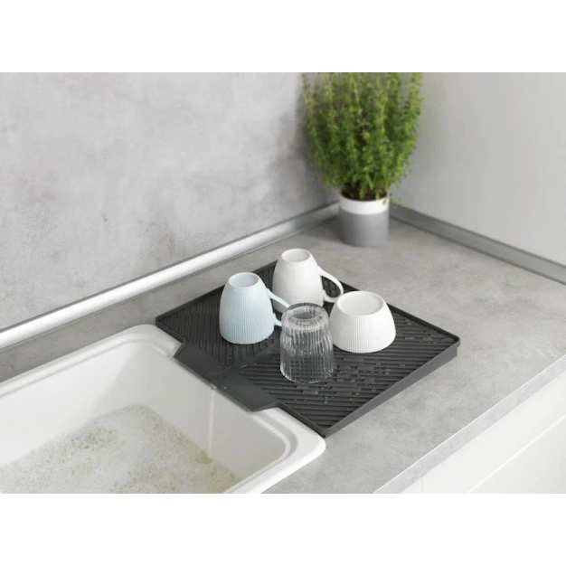 Коврик для посуды Wenko Nelia, 34x40x3 см, резина, серый Коврик для посуды Wenko Nelia, 34x40x3 см, резина, серый