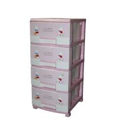 Комод 011, 37x45x83 см, для девочек, пластик, белый/розовый Комод 011, 37x45x83 см, для девочек, пластик, белый/розовый