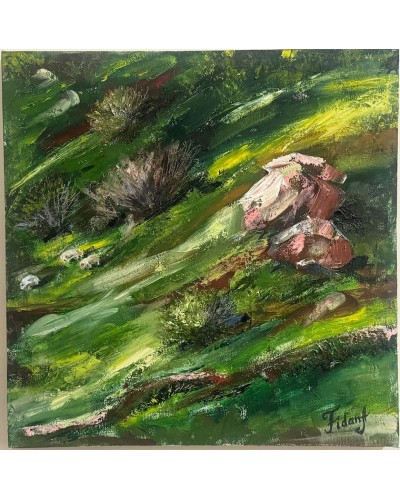 Rəsm Şəki mənzərəsi, kətan, yağlı, 50x50 sm