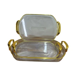 Набор подносов 04000251 акрил, 3 шт, золотистый/прозрачный, 39x33 см/33x29 см/31x25 см