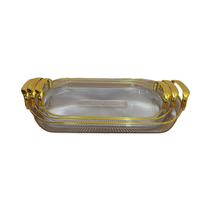 Набор подносов 04000251 акрил, 3 шт, золотистый/прозрачный, 39x33 см/33x29 см/31x25 см