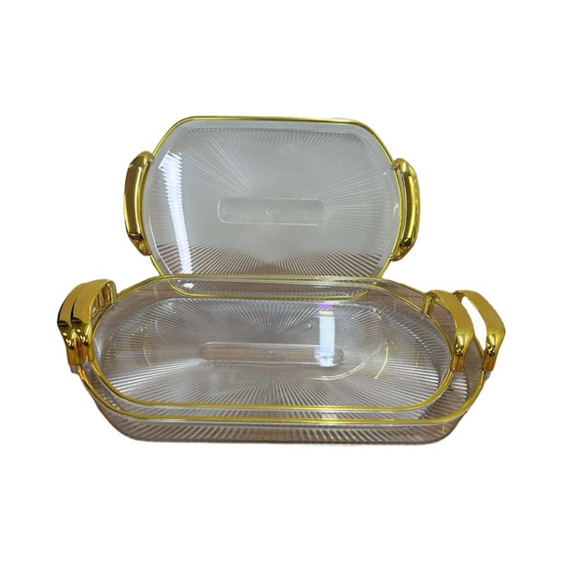 Набор подносов 04000251 акрил, 3 шт, золотистый/прозрачный, 39x33 см/33x29 см/31x25 см