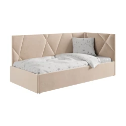 Односпальная кровать Art_tek_yataq 78, ламинат/текстиль, бежевая, 200x85x90 см