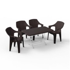 Bağ üçün mebel dəsti Florya Garden, masa ölçüsü 70x120 sm, stul ölçüsü 45x58x56x84 sm, qəhvəyi - Florya Garden 035