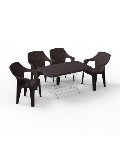 Bağ üçün mebel dəsti Florya Garden, masa ölçüsü 70x120 sm, stul ölçüsü 45x58x56x84 sm, qəhvəyi - Florya Garden 035