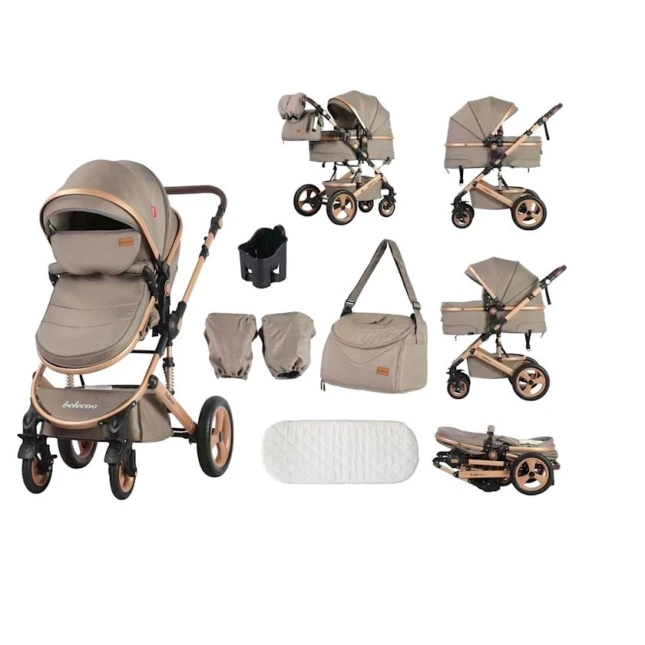 Детская коляска Belecoo 530H, коричневая Детская коляска Belecoo 530H, коричневая
