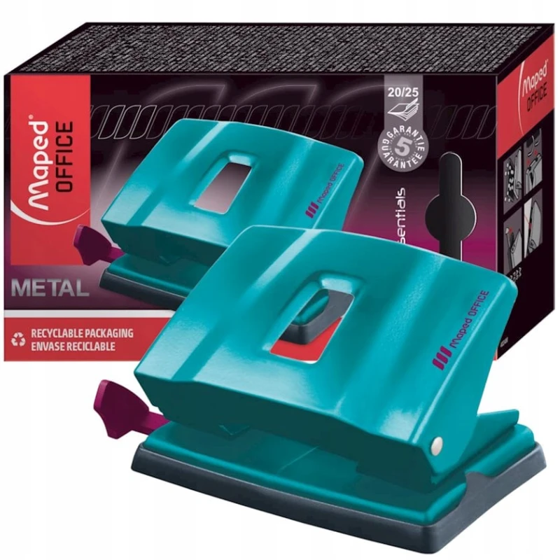 Дырокол Maped Essentials Metal Deco 402400, до 25 листов, металл, бирюзовый Дырокол Maped Essentials Metal Deco 402400, до 25 листов, металл, бирюзовый