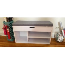 Ayaqqabı üçün tumba Art Mebel 49, laminat, ağ, 60х110х35 sm