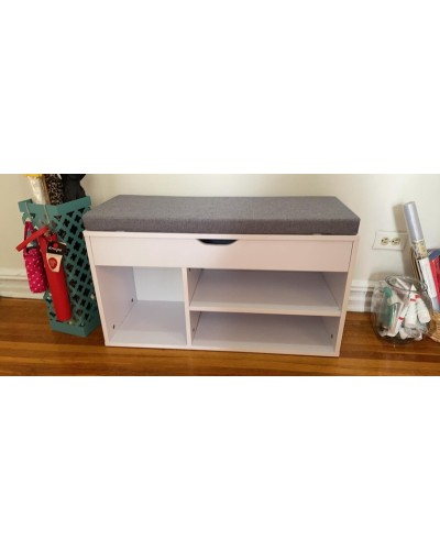 Ayaqqabı üçün tumba Art Mebel 49, laminat, ağ, 60х110х35 sm