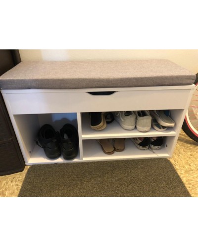 Ayaqqabı üçün tumba Art Mebel 49, laminat, ağ, 60х110х35 sm