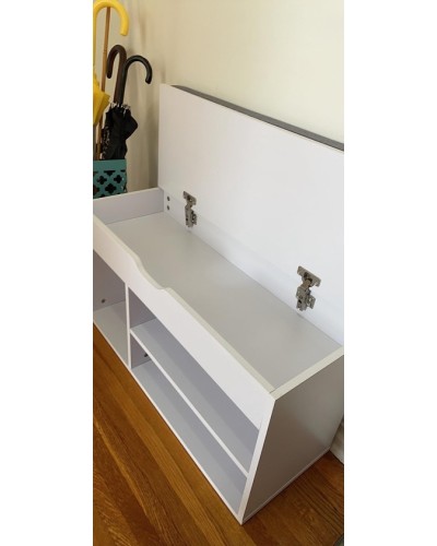 Ayaqqabı üçün tumba Art Mebel 49, laminat, ağ, 60х110х35 sm