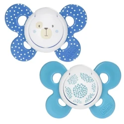 Əmziklər dəsti Chicco Physio Compact Boy, 6-16 ay, silikon, 2 əd, göy