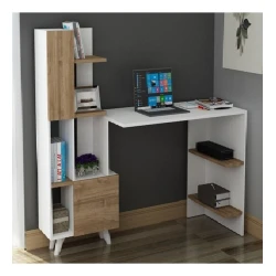 Компьютерный стол Art Mebel 101, белый/коричневый,120x170x60 см