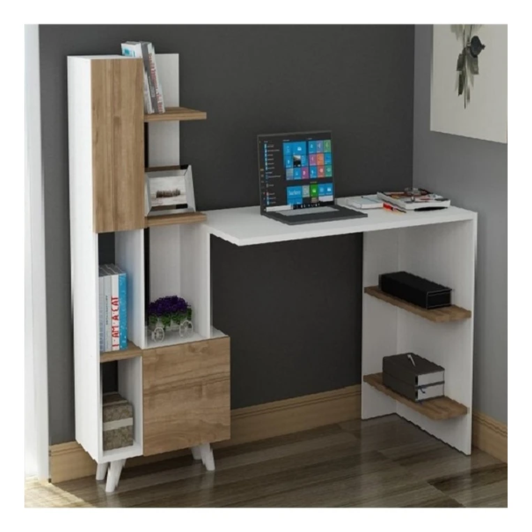 Kompüter masası Art Mebel 101, ağ/qəhvəyi, 120x170x60 sm