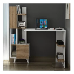 Компьютерный стол Art Mebel 101, белый/коричневый,120x170x60 см