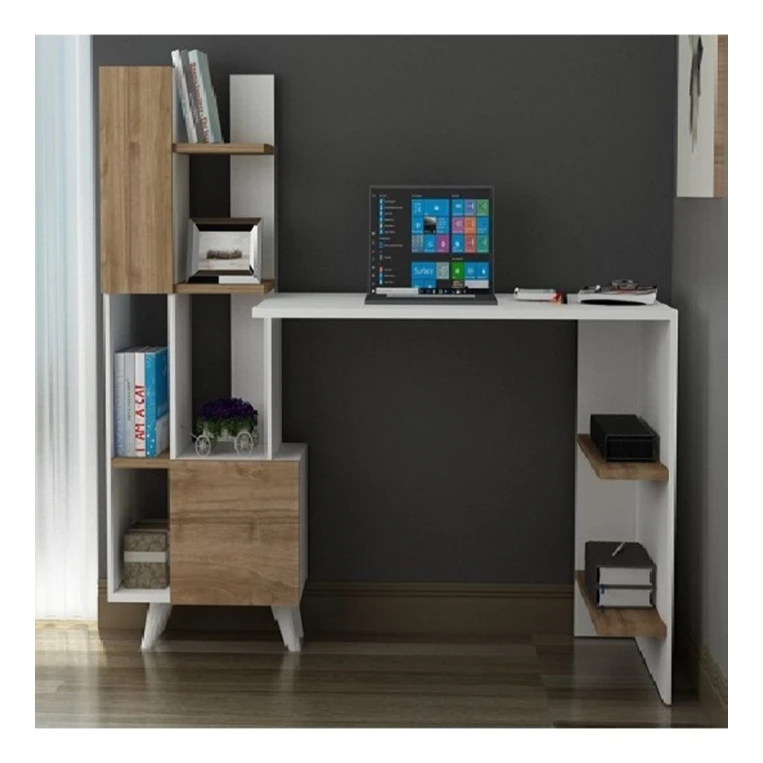 Kompüter masası Art Mebel 101, ağ/qəhvəyi, 120x170x60 sm