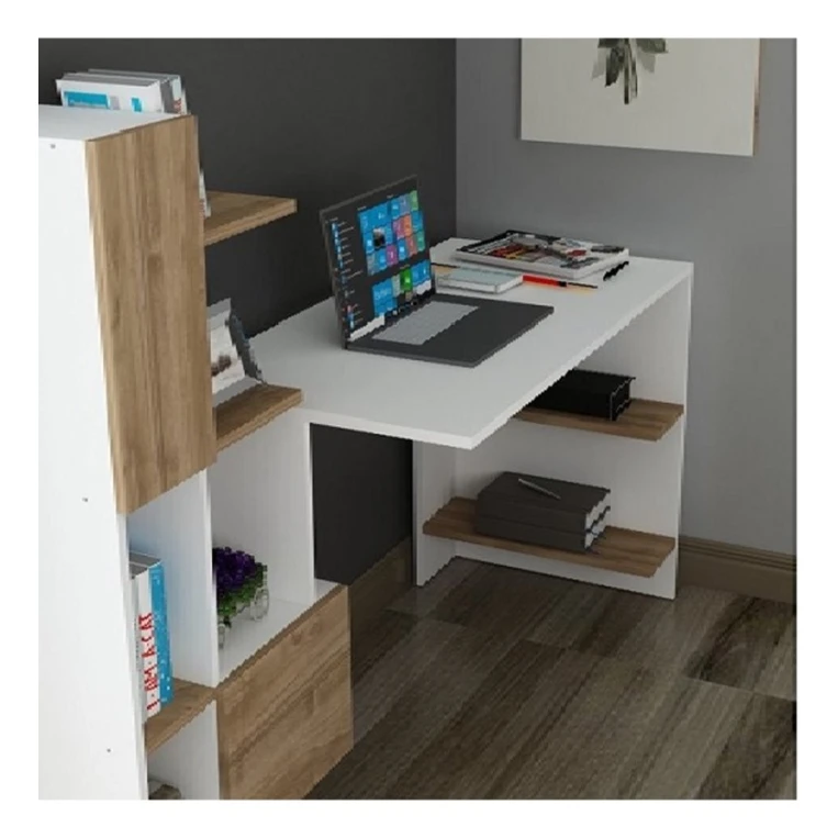 Kompüter masası Art Mebel 101, ağ/qəhvəyi, 120x170x60 sm