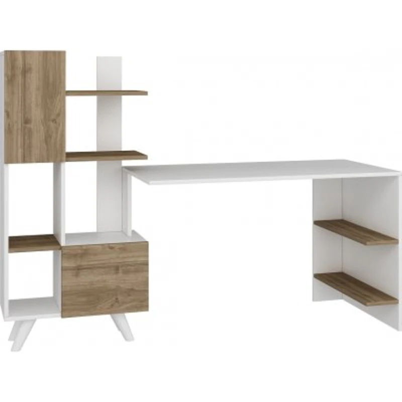 Kompüter masası Art Mebel 101, ağ/qəhvəyi, 120x170x60 sm