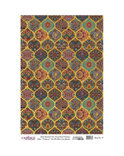 Dekupaj üçün düyü kağızı Cadence Metal Leaf Rice Paper Background Gold 019