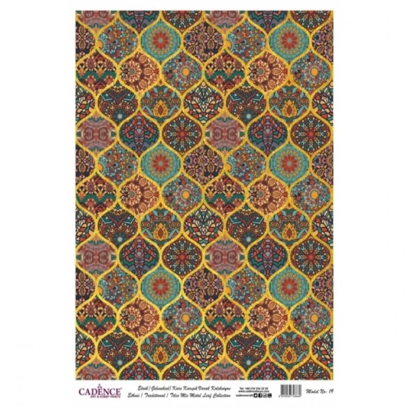 Dekupaj üçün düyü kağızı Cadence Metal Leaf Rice Paper Background Gold 019 Dekupaj üçün düyü kağızı Cadence Metal Leaf Rice Paper Background Gold 019