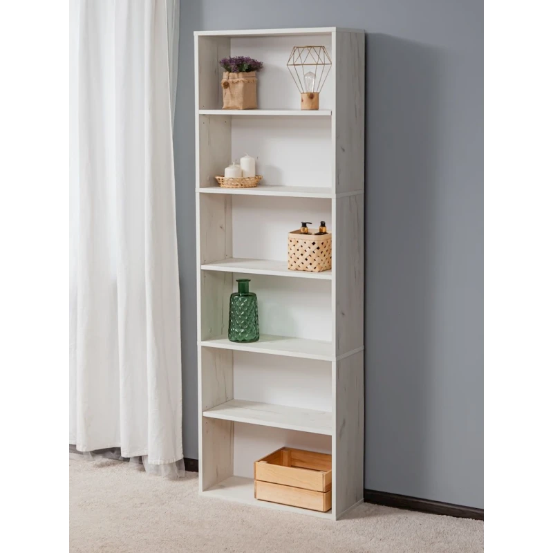 Стеллаж Letta Dub White, 181х24х60 см, ЛДСП, белый Стеллаж Letta Dub White, 181х24х60 см, ЛДСП, белый