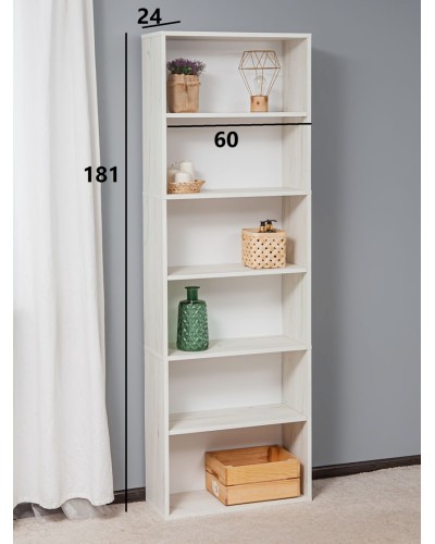 Stellaj Letta Dub White, 181х24х60 sm, LDSP, ağ