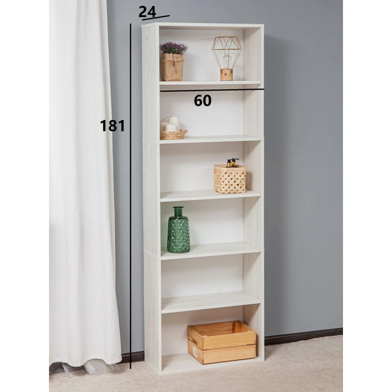 Стеллаж Letta Dub White, 181х24х60 см, ЛДСП, белый Стеллаж Letta Dub White, 181х24х60 см, ЛДСП, белый