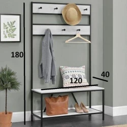 Вешалка LH White, ЛДСП, 180x40x120 см, белая Вешалка LH White, ЛДСП, 180x40x120 см, белая