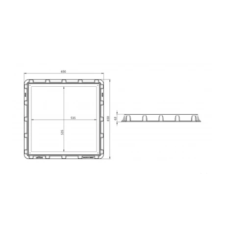 Lyuk qapağı LuxWares, 600x600 mm, plastik, tutacaqlı Lyuk qapağı LuxWares, 600x600 mm, plastik, tutacaqlı