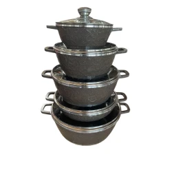 Qazan dəsti, qranit, qəhvəyi, 10 parça, 20/24/28/32 sm