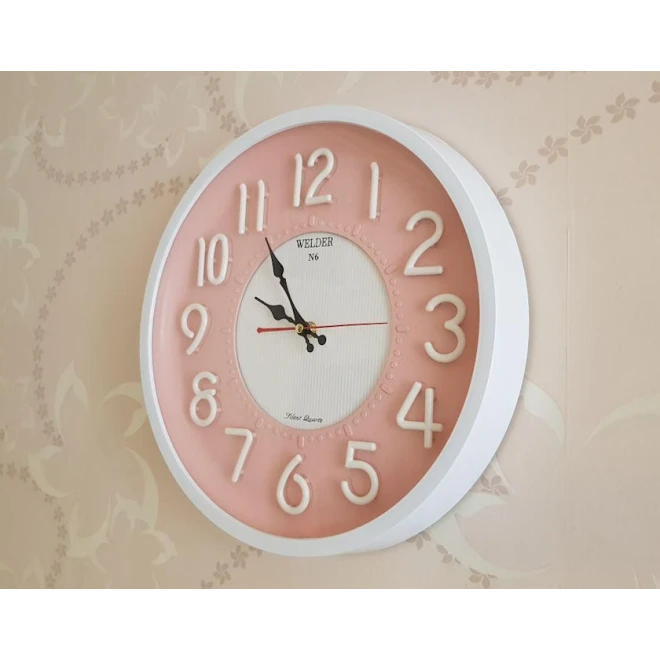 Настенные часы Walder N6, розовые, 33.5 см