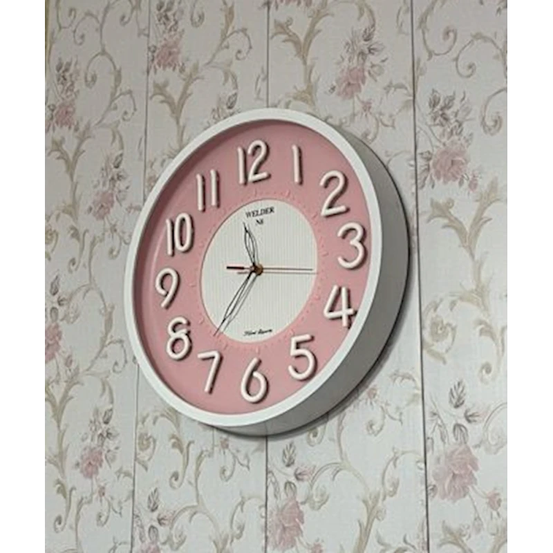Настенные часы Walder N6, розовые, 33.5 см