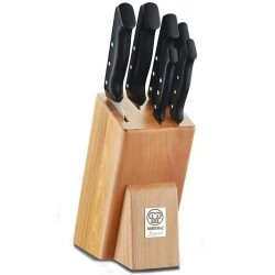 Bıçaq dəsti Korkmaz A5501 Sürmene, 7 əd, paslanmayan polad, tutacaq bakelit, qara