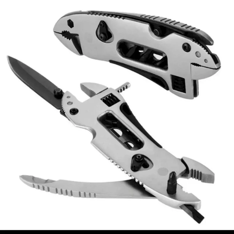 Мультитул для кемпинга и охоты, 12x3x1 см, серебристый Мультитул для кемпинга и охоты, 12x3x1 см, серебристый