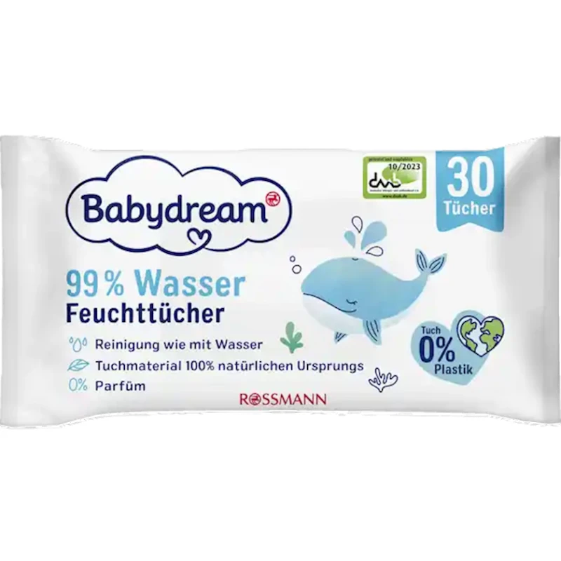 Uşaq nəm salfetləri Babydream 99% Su ilə 30 əd