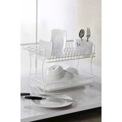 Сушилка для посуды Kaveh, 53x31x25 см, металл, с поддоном, белый Сушилка для посуды Kaveh, 53x31x25 см, металл, с поддоном, белый