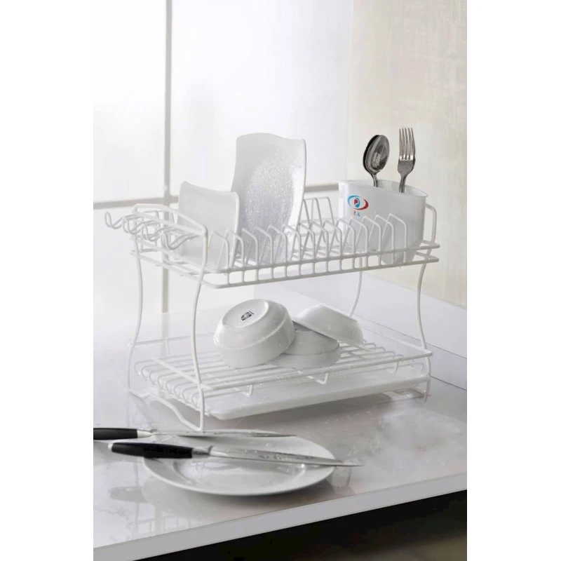 Сушилка для посуды Kaveh, 53x31x25 см, металл, с поддоном, белый Сушилка для посуды Kaveh, 53x31x25 см, металл, с поддоном, белый